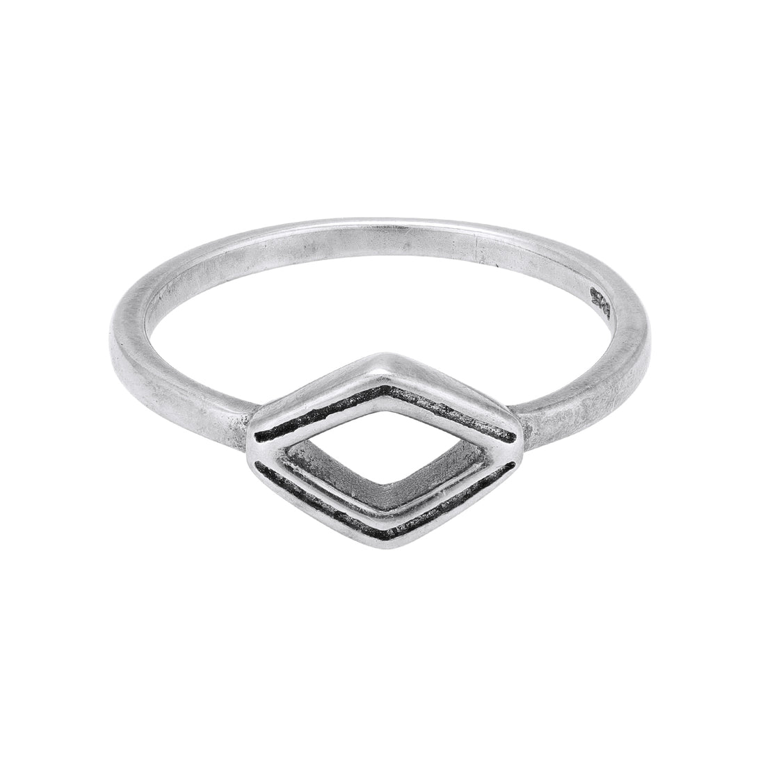 925 Sterling Silver Open Rhombus Frame Minimalist Geometric Stackable Ring for Women