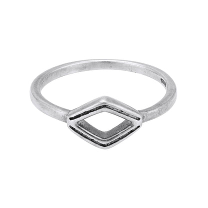 925 Sterling Silver Open Rhombus Frame Minimalist Geometric Stackable Ring for Women