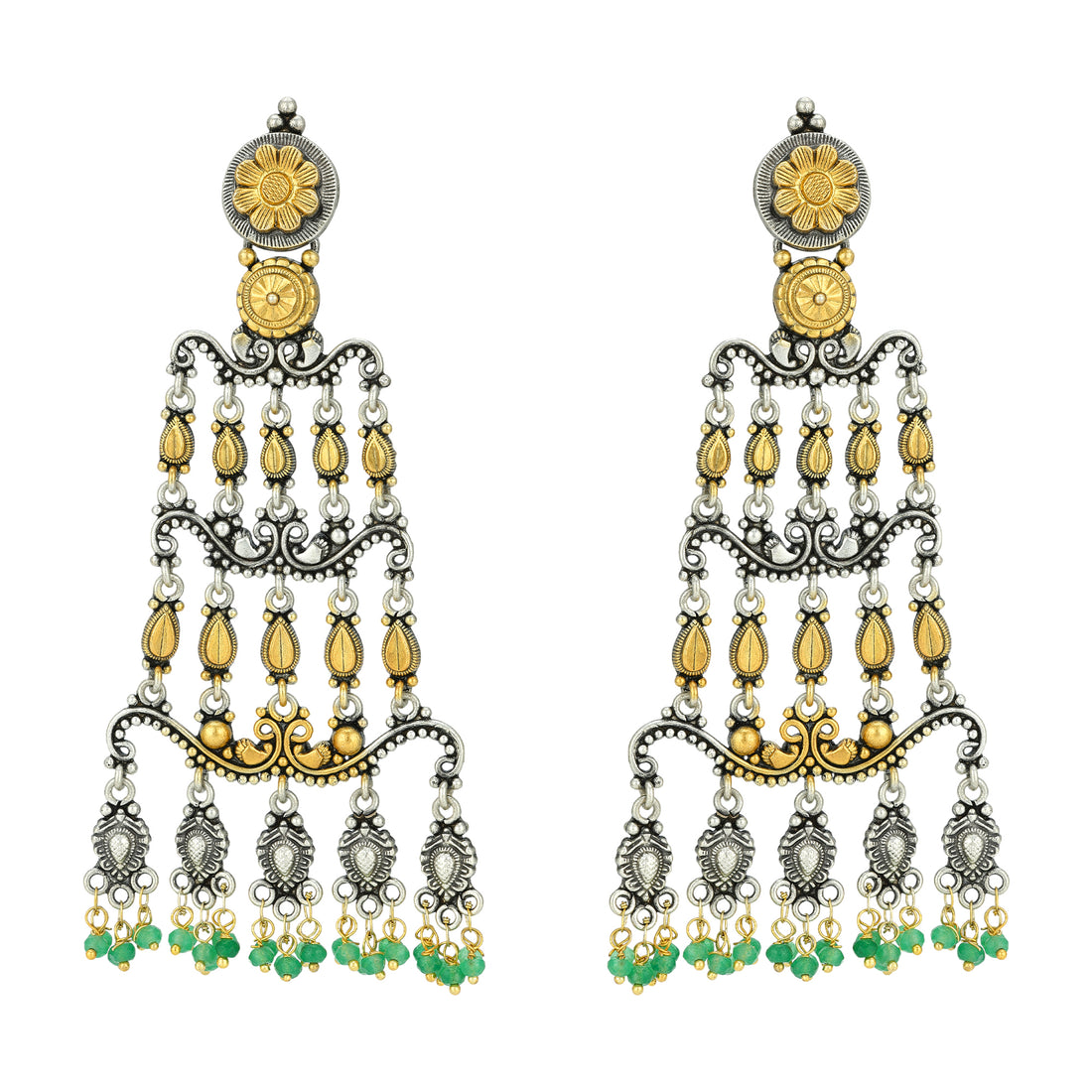 925 Sterling Silver Ornate Gold Green Symphony for women