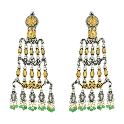 925 Sterling Silver Ornate Gold Green Symphony for women