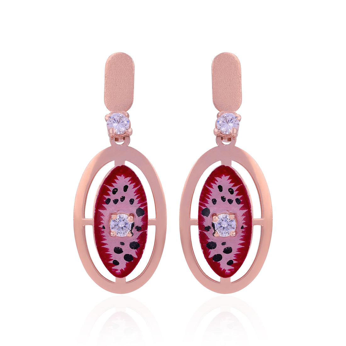 925 Sterling Silver Oval Ruby Sparkle Earrings  For Women