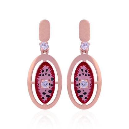 925 Sterling Silver Oval Ruby Sparkle Earrings  For Women