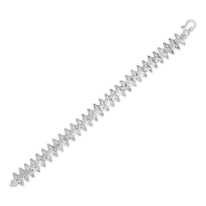 925 Sterling Silver Oxidised Embossed Flower Panel Bracelet for Women