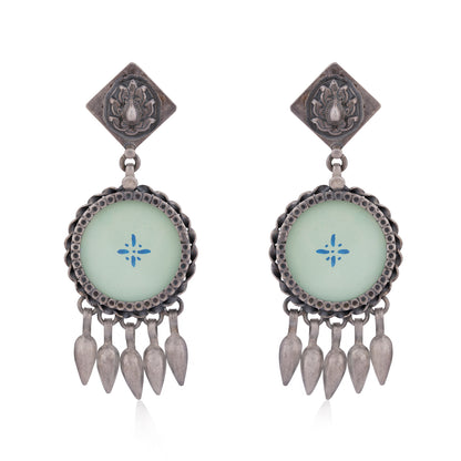 925 Sterling Silver Oxidised Enamel Earring