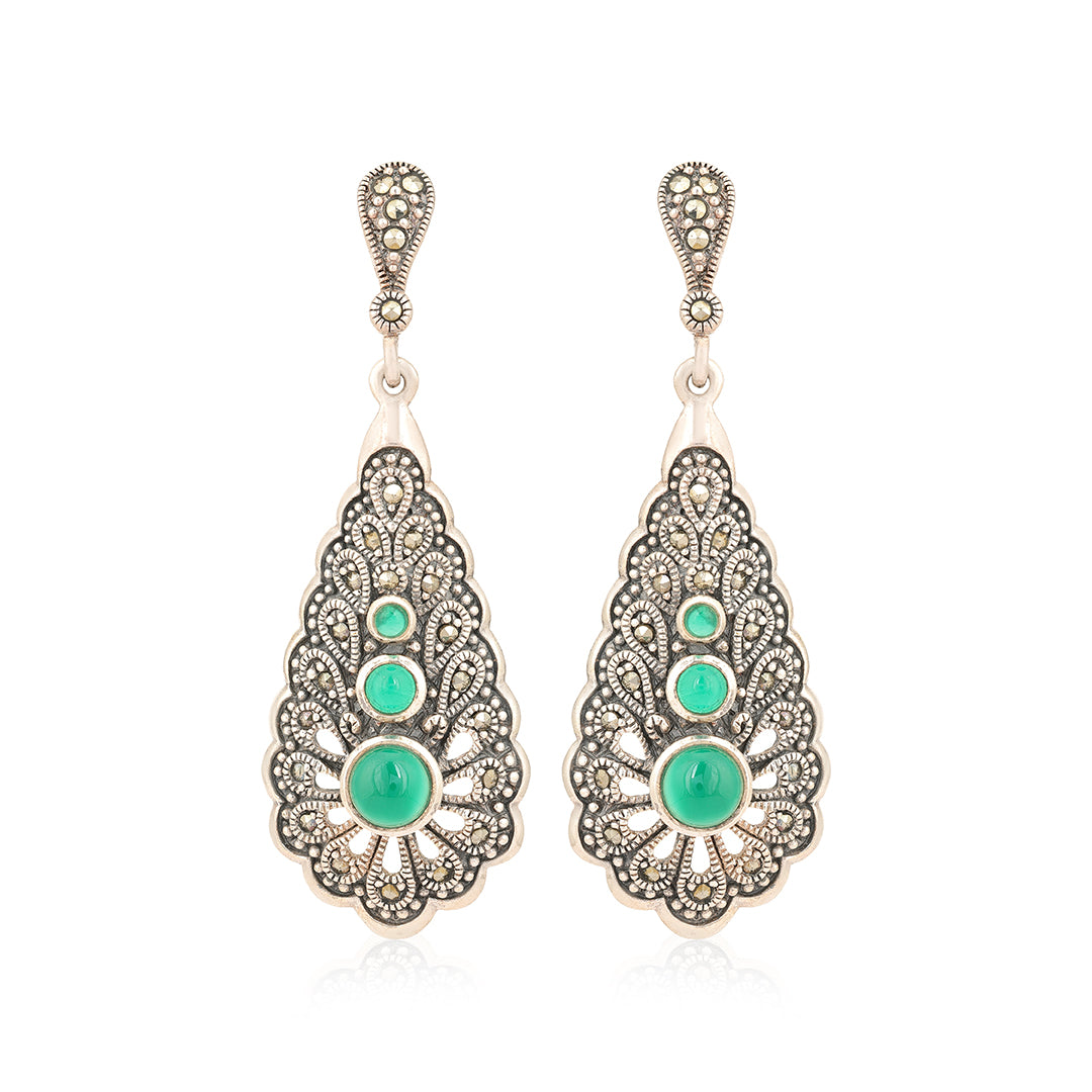 925 Sterling Silver Oxidised Long Tear Drop Earring