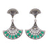 925 Sterling Silver Oxidised Marcasite Green Earring