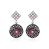 925 Sterling Silver Oxidised Red Polki Earring