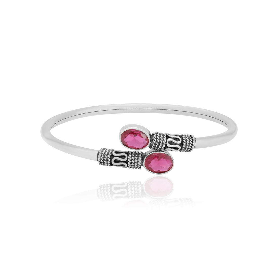 925 Sterling Silver Oxidised Ruby Kada for Women