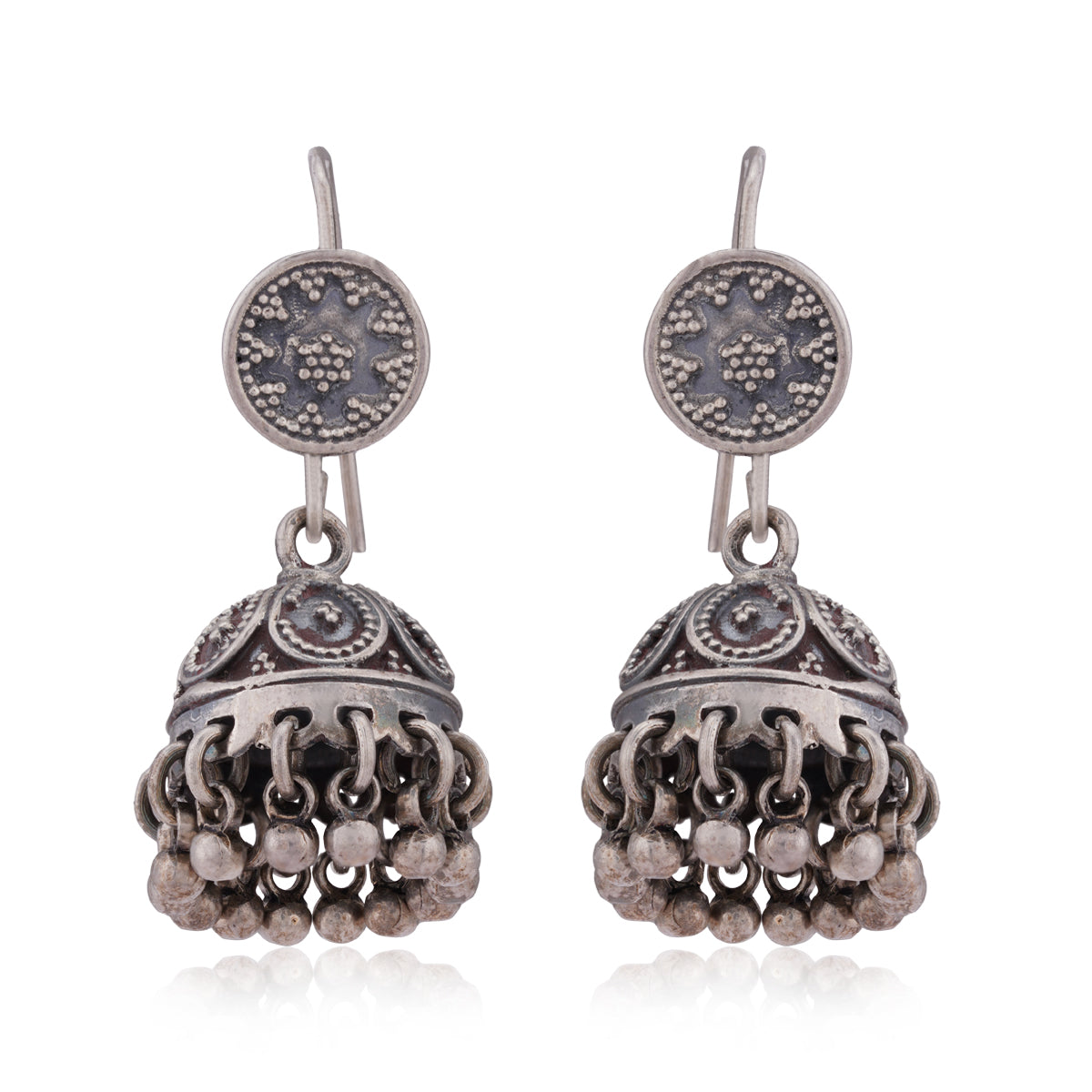 925 Sterling Silver Oxidized Dome Jhumka