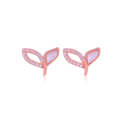925 Sterling Silver Paired Leaf Earrings For Women