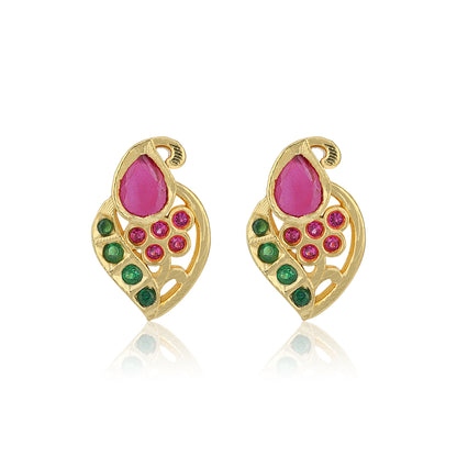 925 Sterling Silver Paisley Ruby Stone Earring for Women