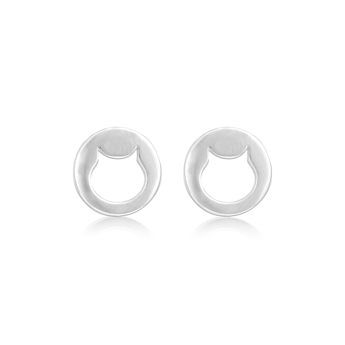 925 Sterling Silver Pawfect Circle Cat Stud for Women