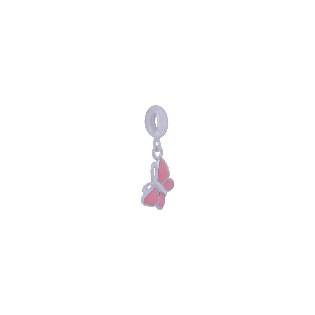 925 Sterling Silver Peach Wings Rhodium Plated Pendant For Kids
