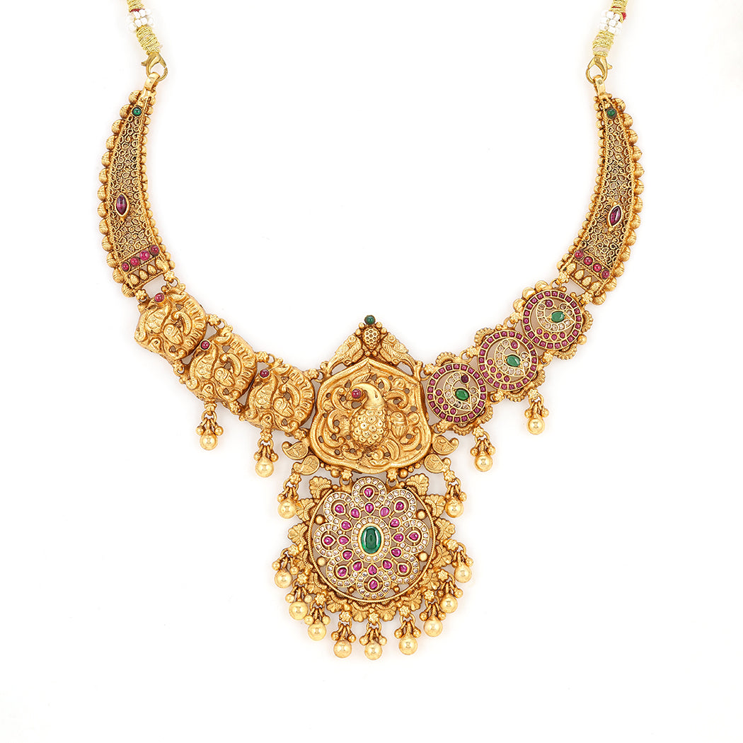 925 Sterling Silver Peacock Majesty Leaf Cascade Necklace for Women