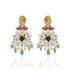 925 Sterling Silver Peacock With Dual Tone Floral Green Drops Earrings for Women