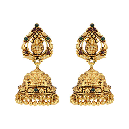 925 Sterling Silver Pear Centered Lakshmi Jhumkas for women