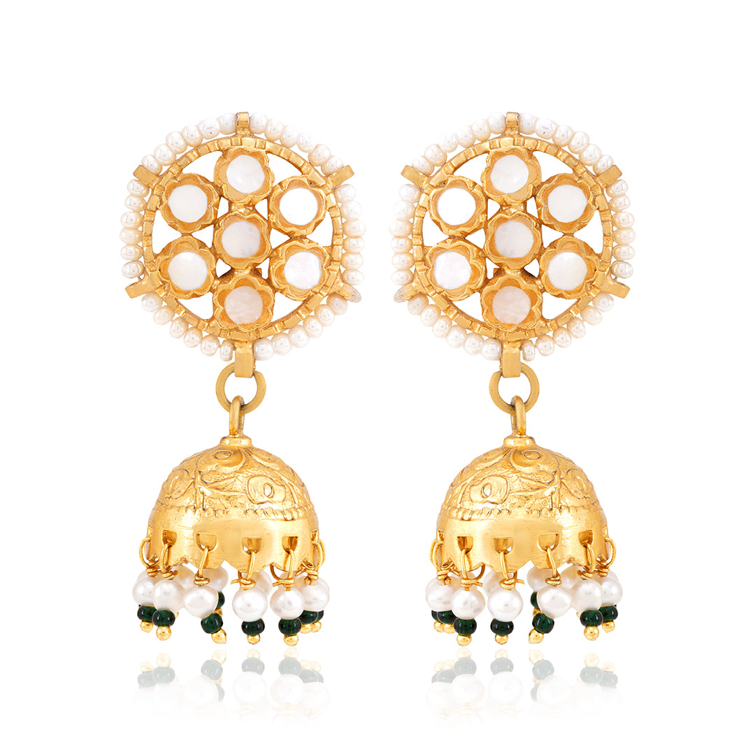 925 Sterling Silver Pearl Cascade Jhumka Earrings