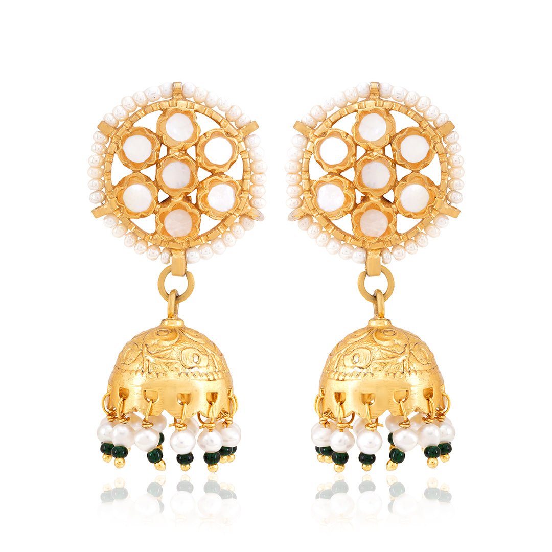 925 Sterling Silver Pearl Cascade Jhumka Earrings