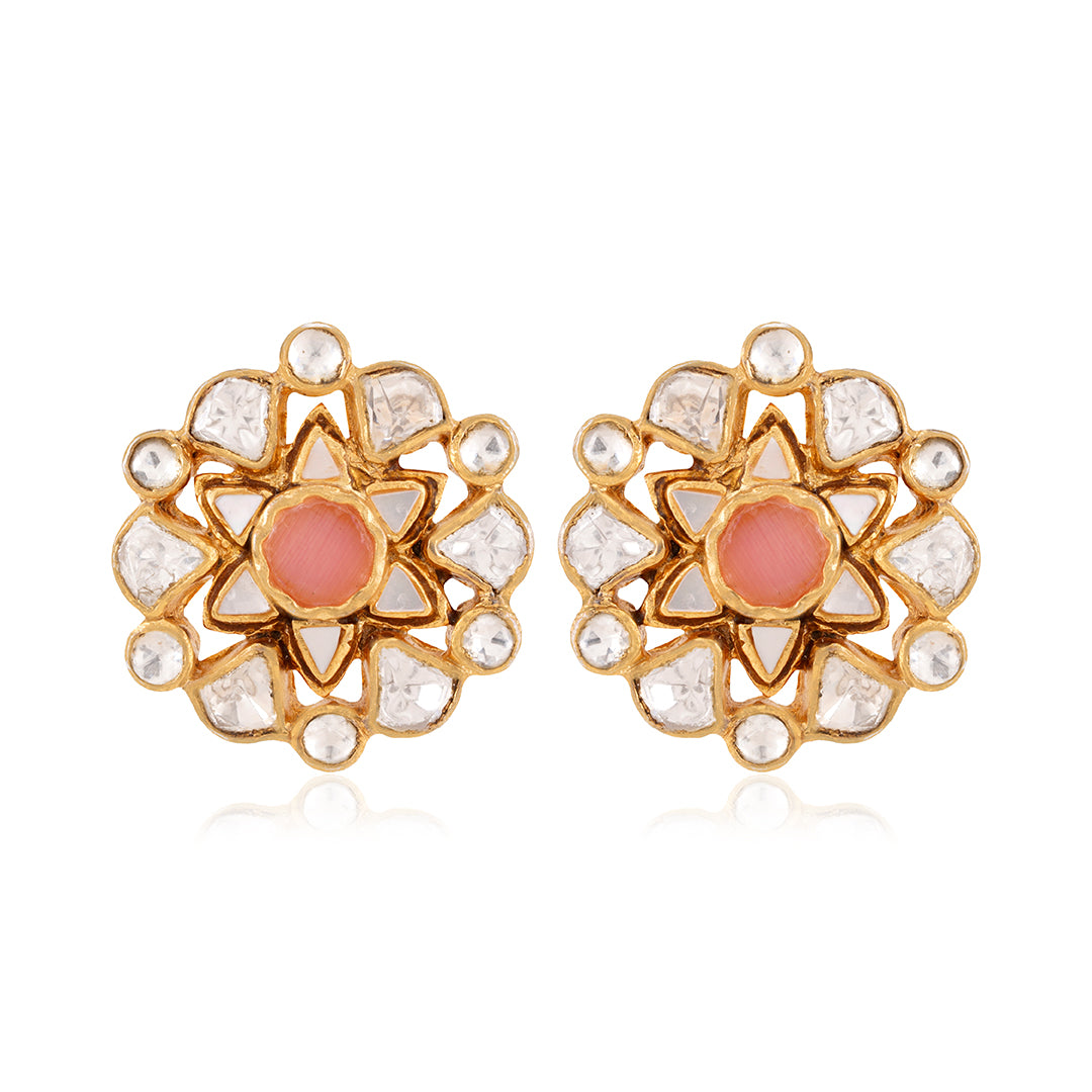 925 Sterling Silver Peony Polki Stud