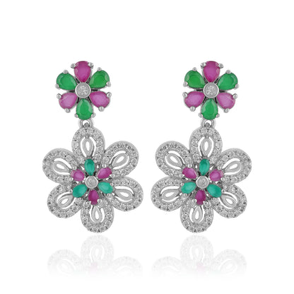 925 Sterling Silver Petal Bloom Motif Earrings for Women