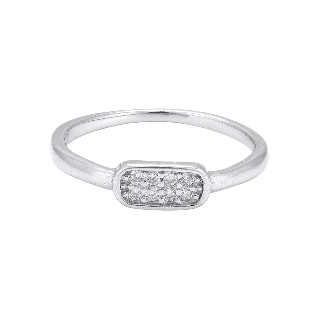 925 Sterling Silver Petite Rounded Rectangle Accent Ring for Women