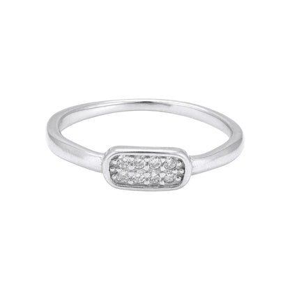 925 Sterling Silver Petite Rounded Rectangle Accent Ring for Women