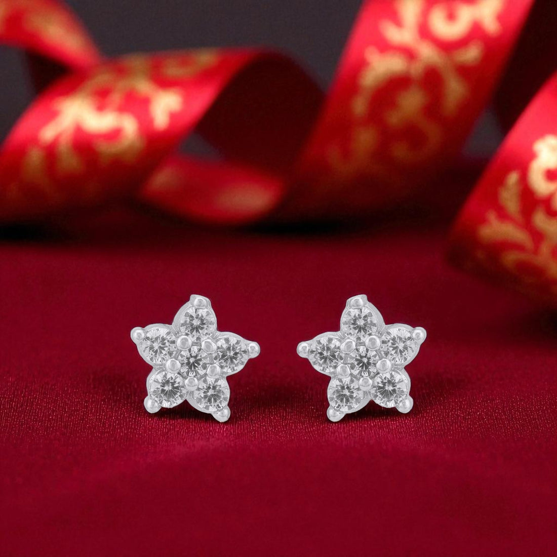 925 Sterling Silver Petite Starburst Cluster Earrings for Women