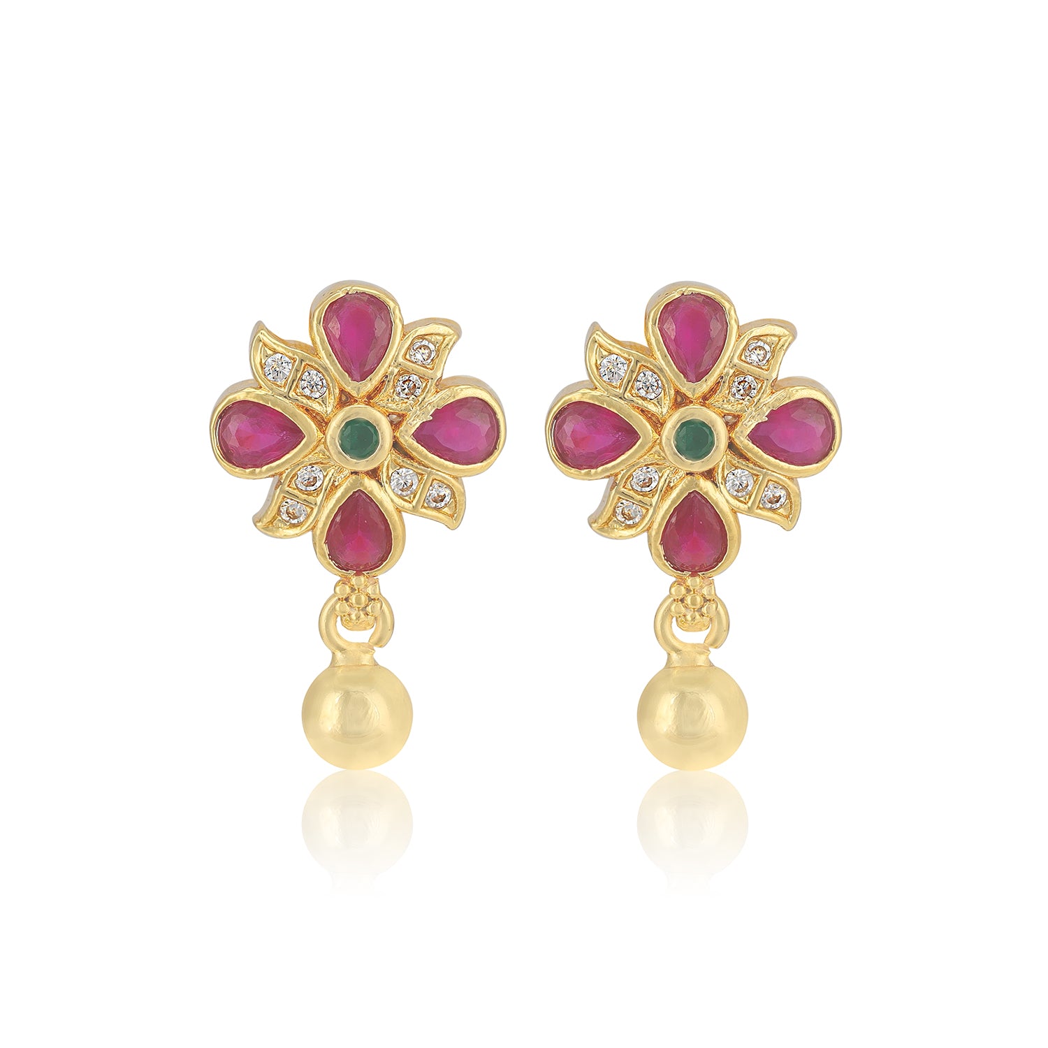 925 Sterling Silver Pink Kemp Floral Drop Earrings For Women