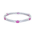 925 Sterling Silver Pink Oval Zigzag Baguette Bangle for Women