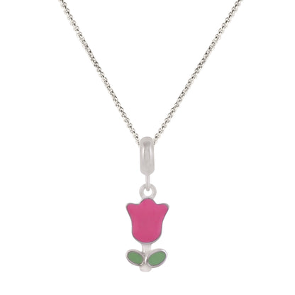 925 Sterling Silver Pink Tulip Rhodium Plated Ring For Kids
