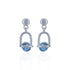 925 Sterling Silver Polished Arch Faceted Blue Stone Earring for Women