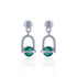 925 Sterling Silver Polished Arch Faceted Emerald Stone Earring for Women