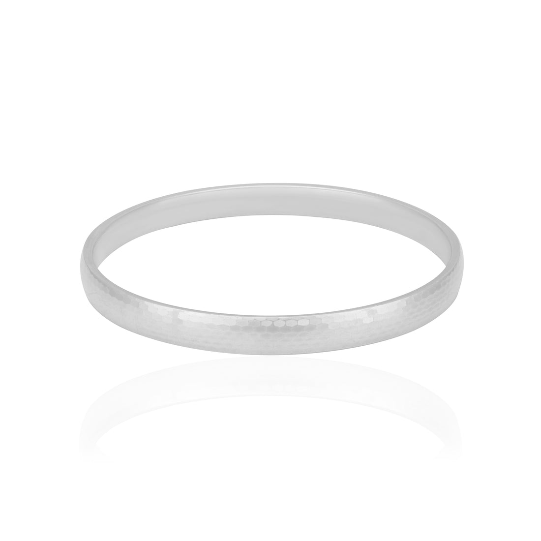 925 Sterling Silver Polished Hex Texture Signature Kada for Men