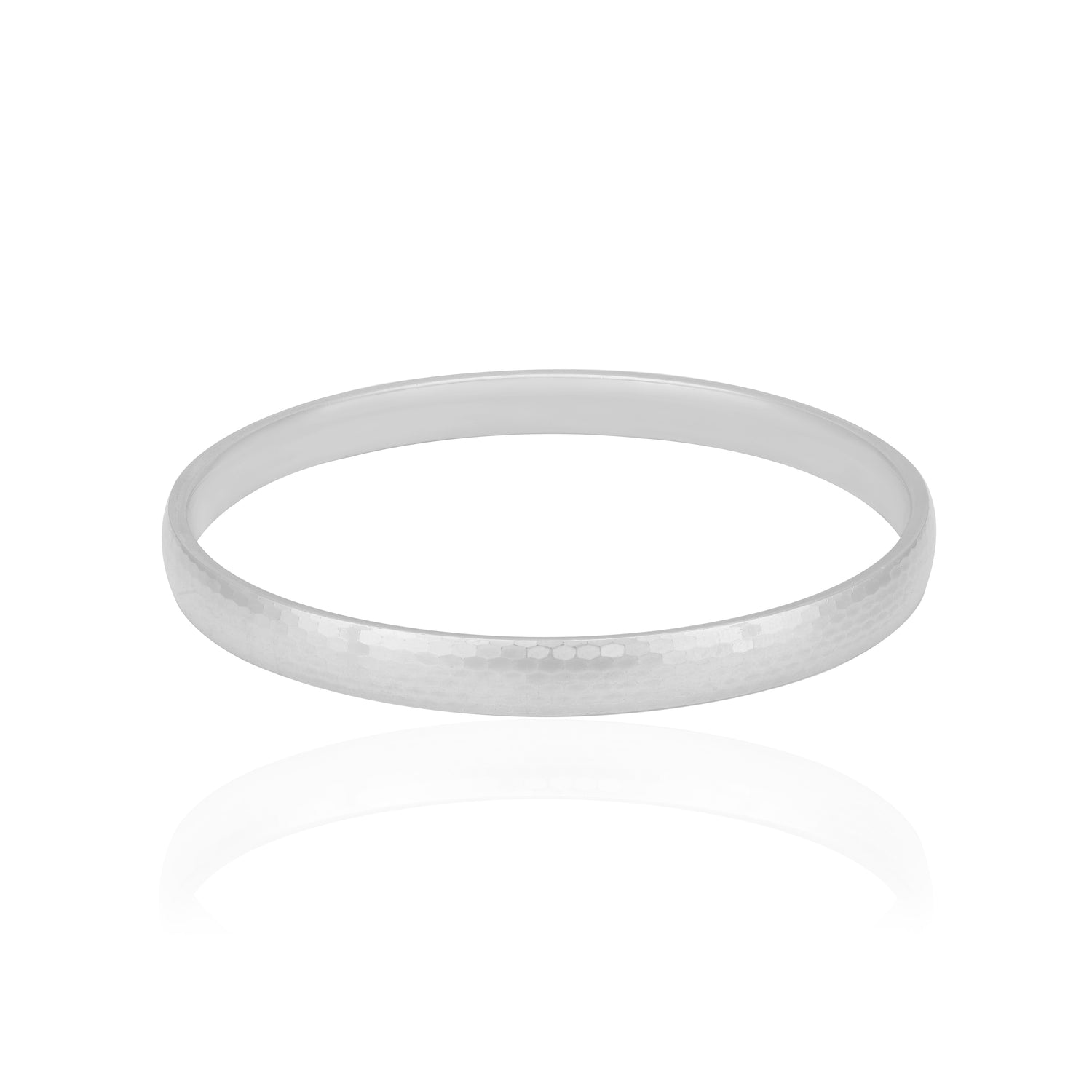 925 Sterling Silver Polished Hex Texture Signature Kada for Men