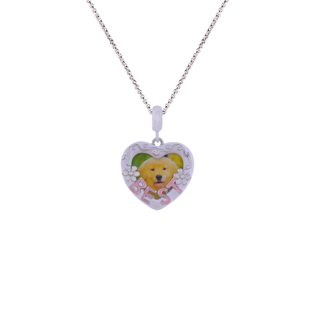 925 Sterling Silver Puppy Love Rhodium Plated Pendant For Kids