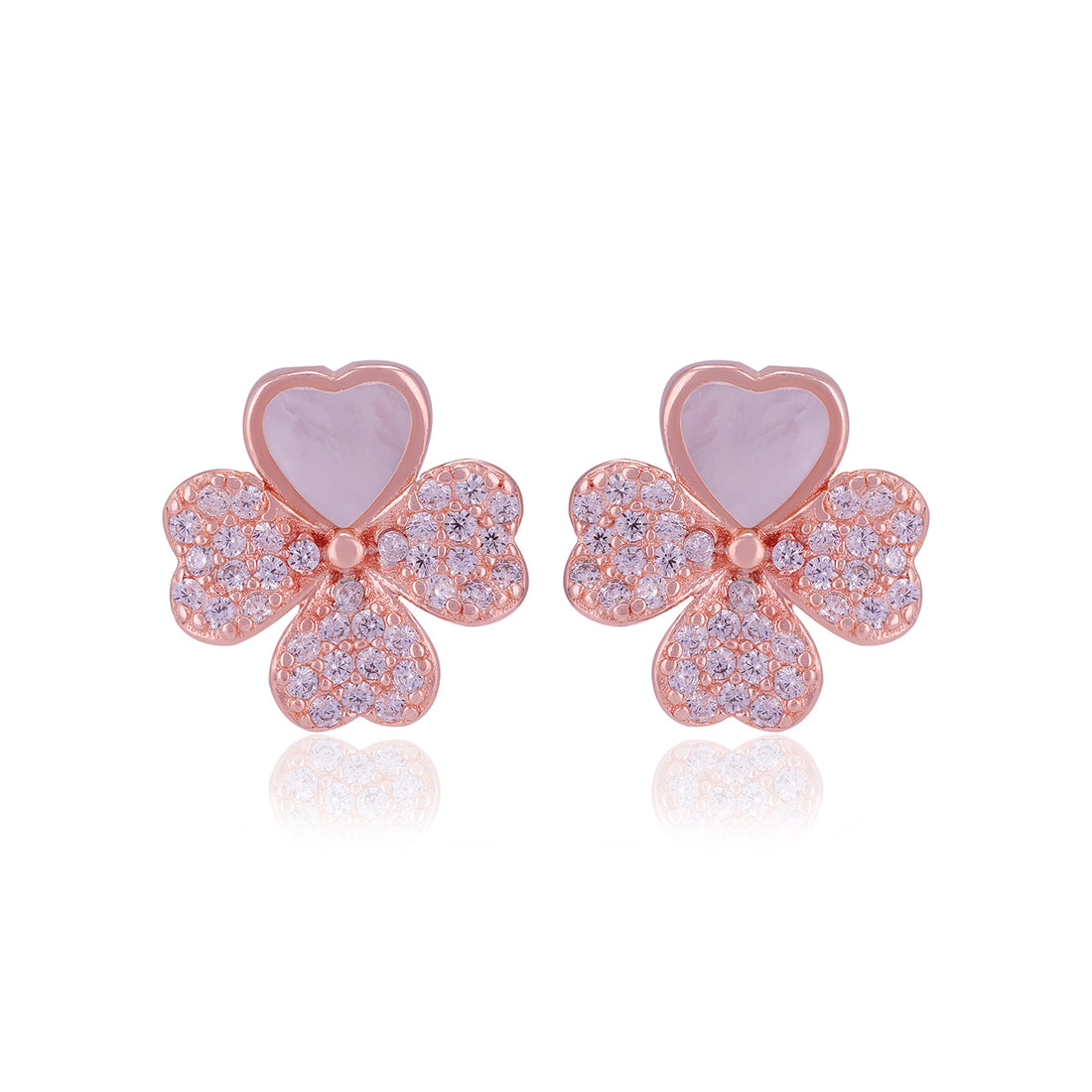 925 Sterling Silver Quartet Heart Petals Earrings For Women