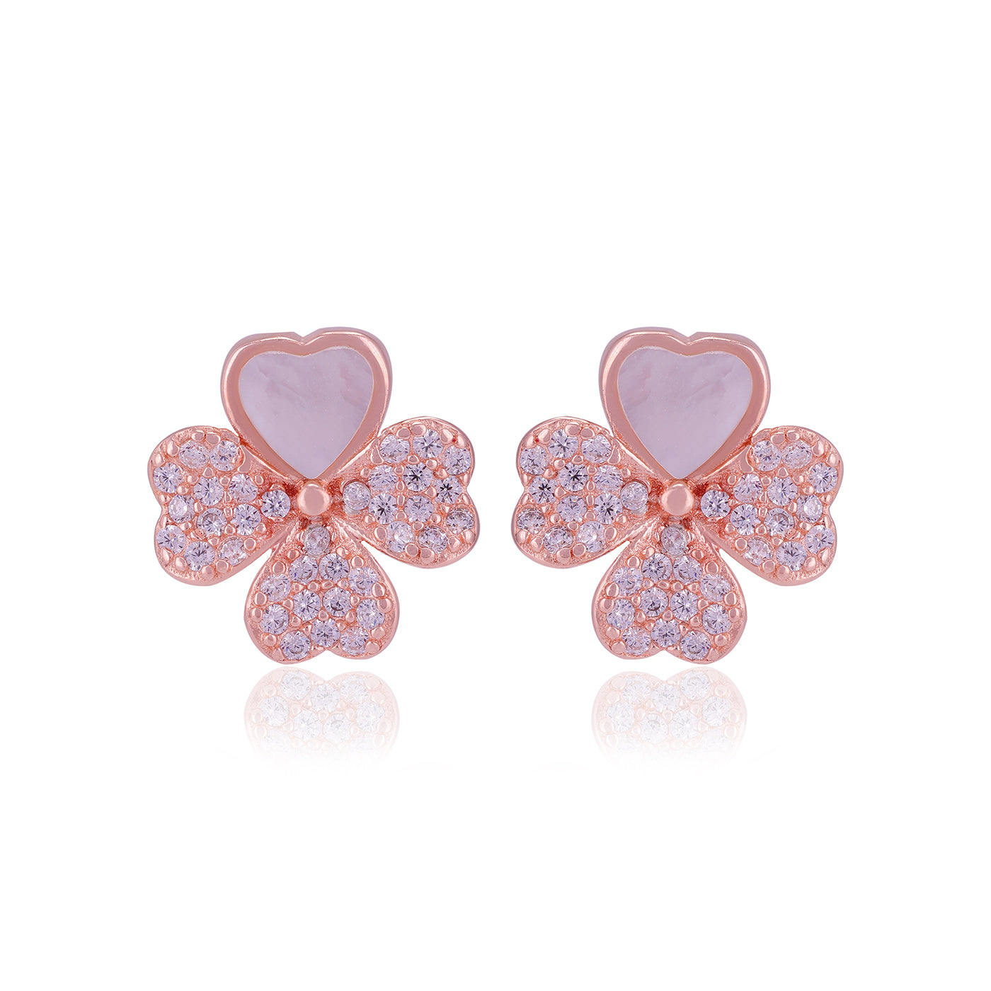 925 Sterling Silver Quartet Heart Petals Earrings For Women