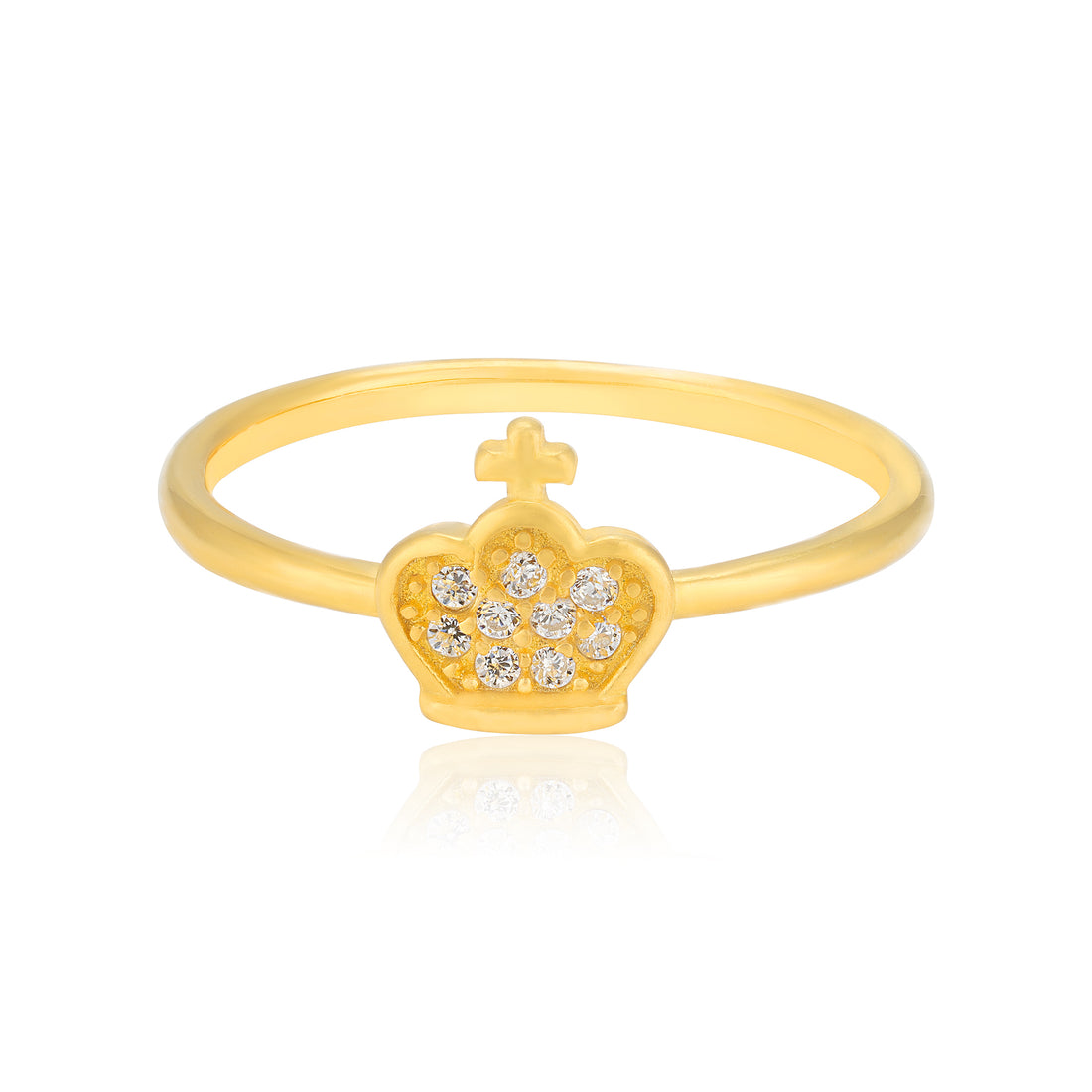 925 Sterling Silver Queen’s Crest Gold Plated Ring for Women
