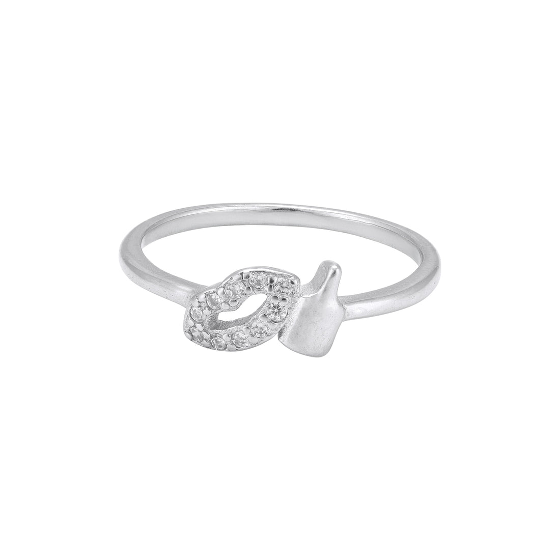 925 Sterling Silver Quirky Lip Lipstick Motif Ring for Women