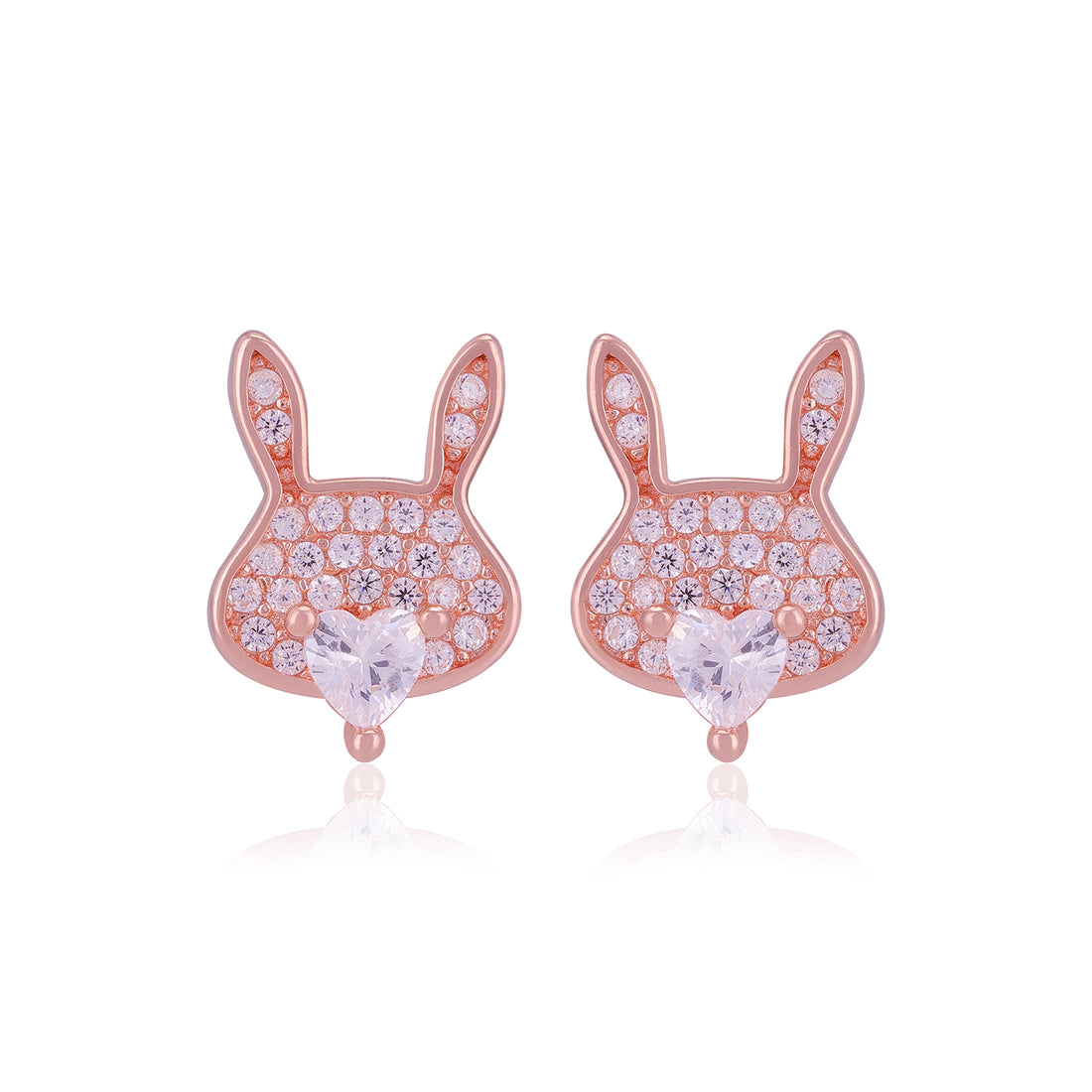925 Sterling Silver Rabbit Charm Heart Center Earrings For Women