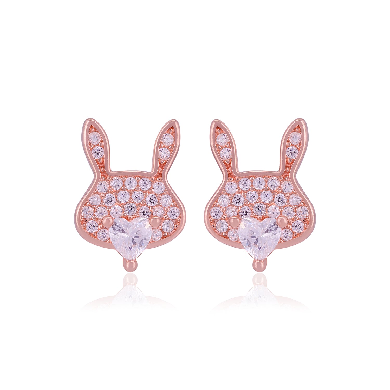 925 Sterling Silver Rabbit Charm Heart Center Earrings For Women