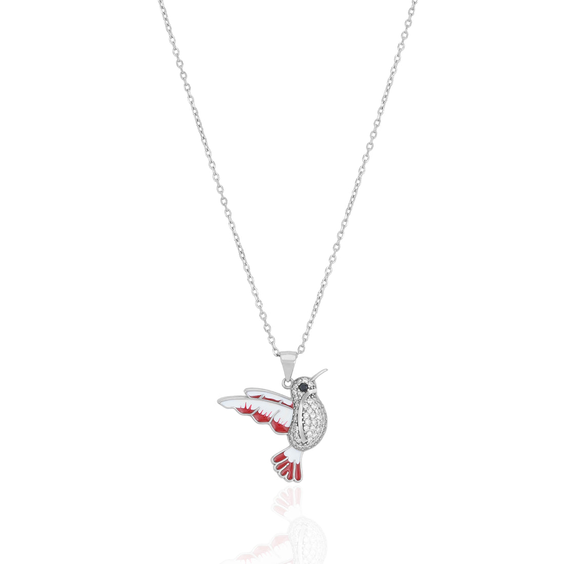 925 Sterling Silver Radiant Hummingbird Inspired Rhodium Plated Chain Pendant for Women