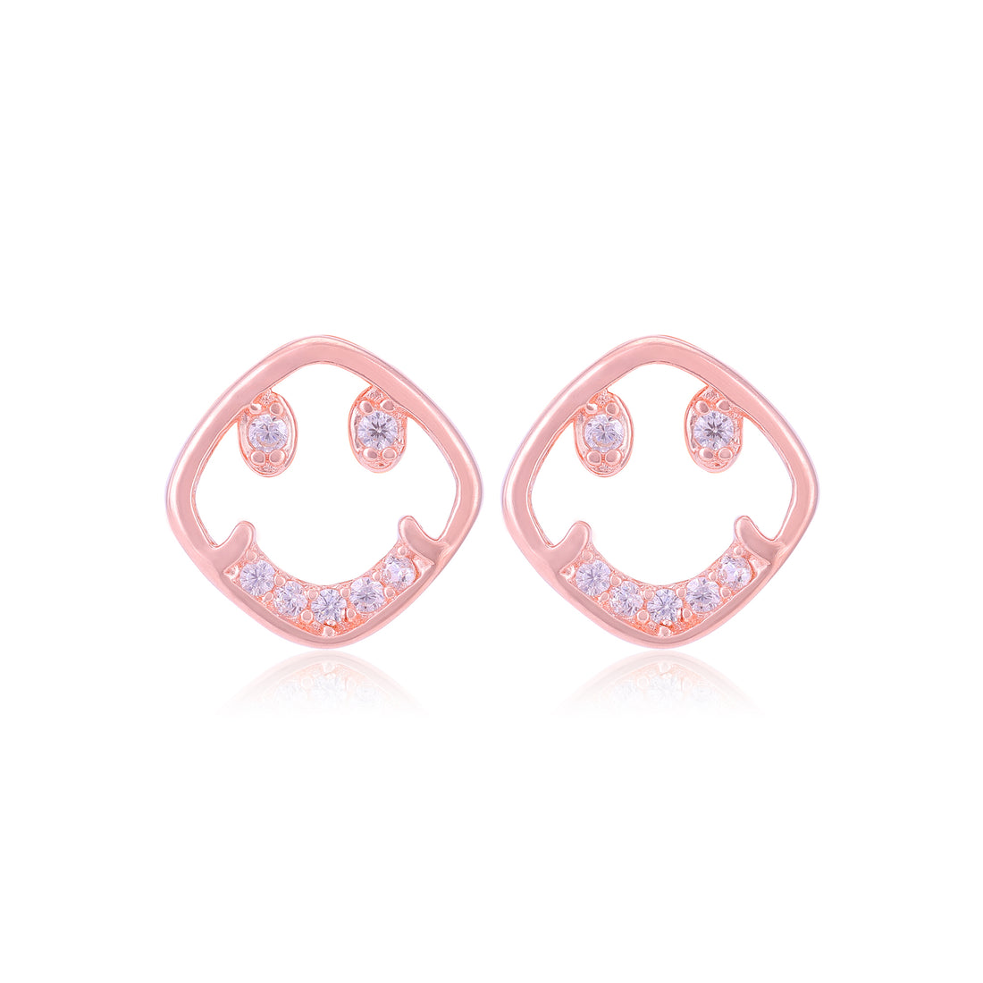 925 Sterling Silver Radiant Smiley Earrings For Women