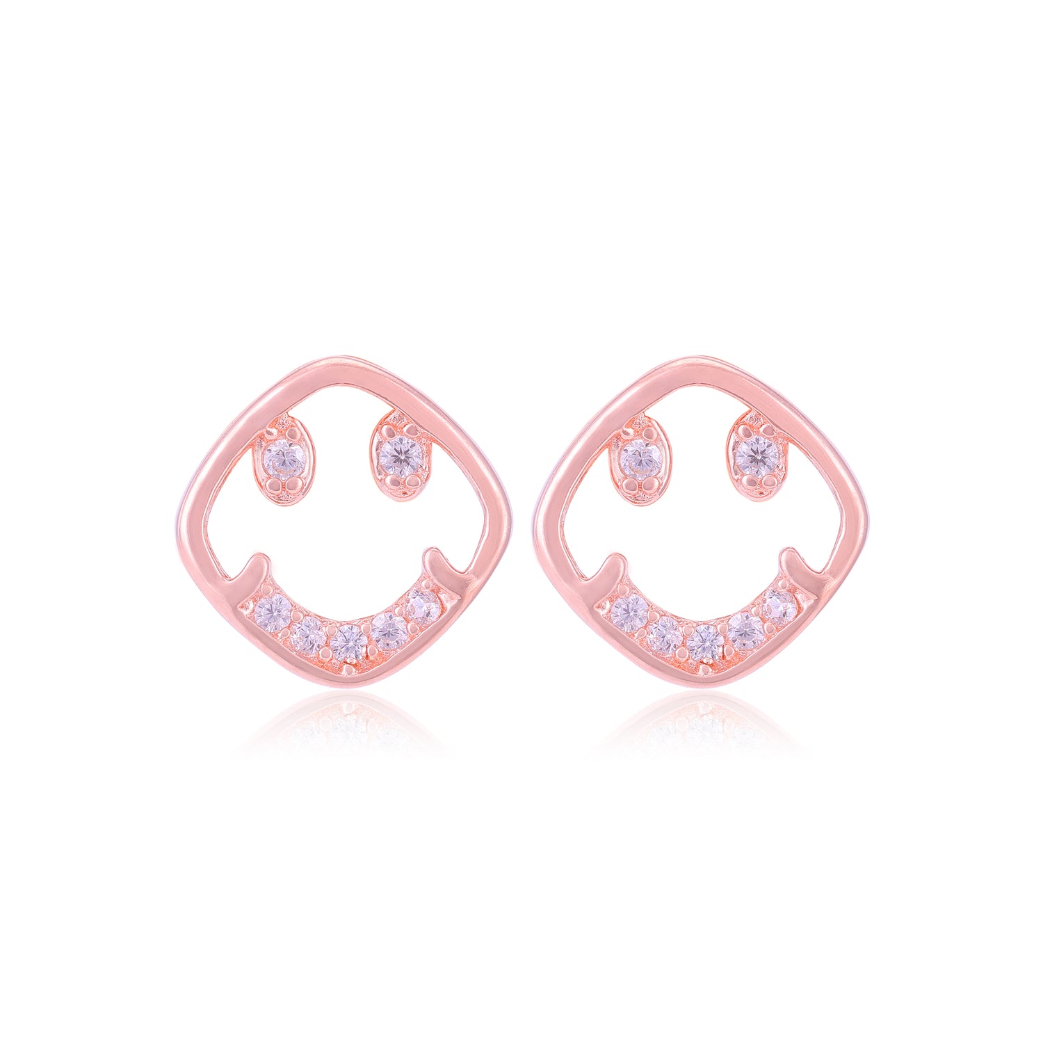 925 Sterling Silver Radiant Smiley Earrings For Women