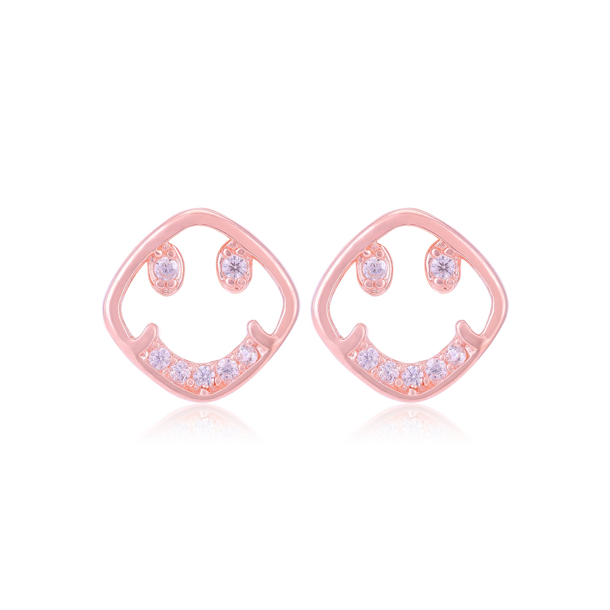 925 Sterling Silver Radiant Smiley Earrings For Women