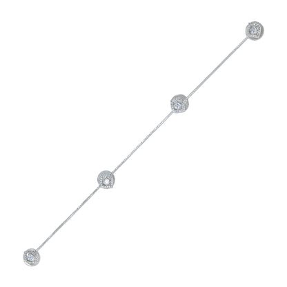 925 Sterling Silver Radiant Strand Diamond Chain Coat pin for Men