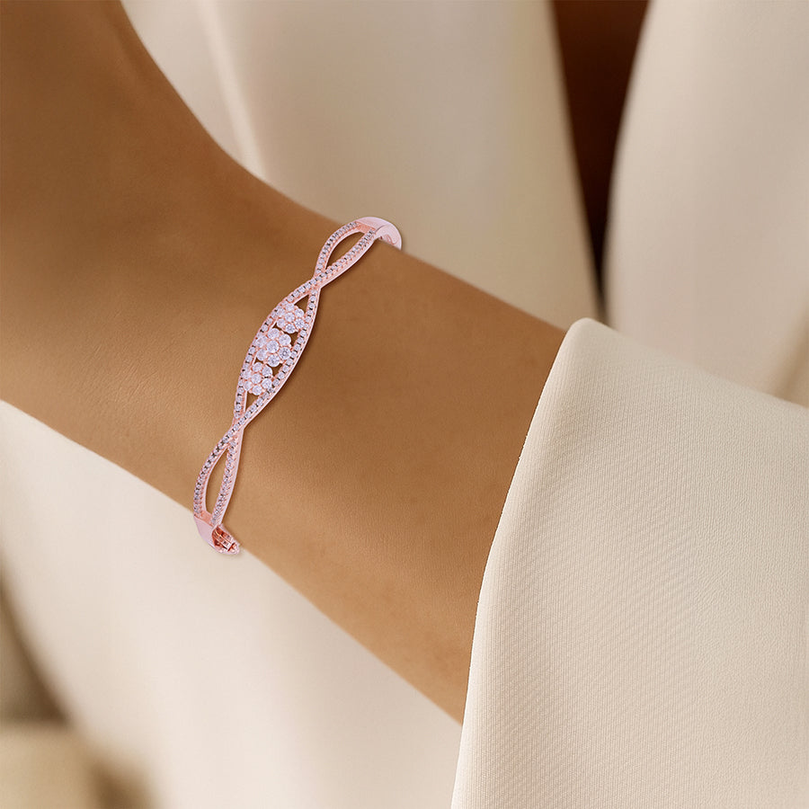 925 Sterling Silver Radiant Twisted Wave Kada For Women