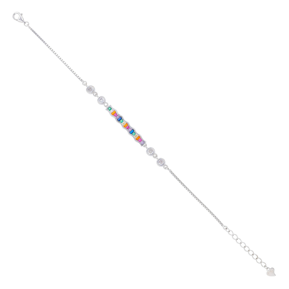 925 Sterling Silver Rainbow Wave Link Bracelet For Women