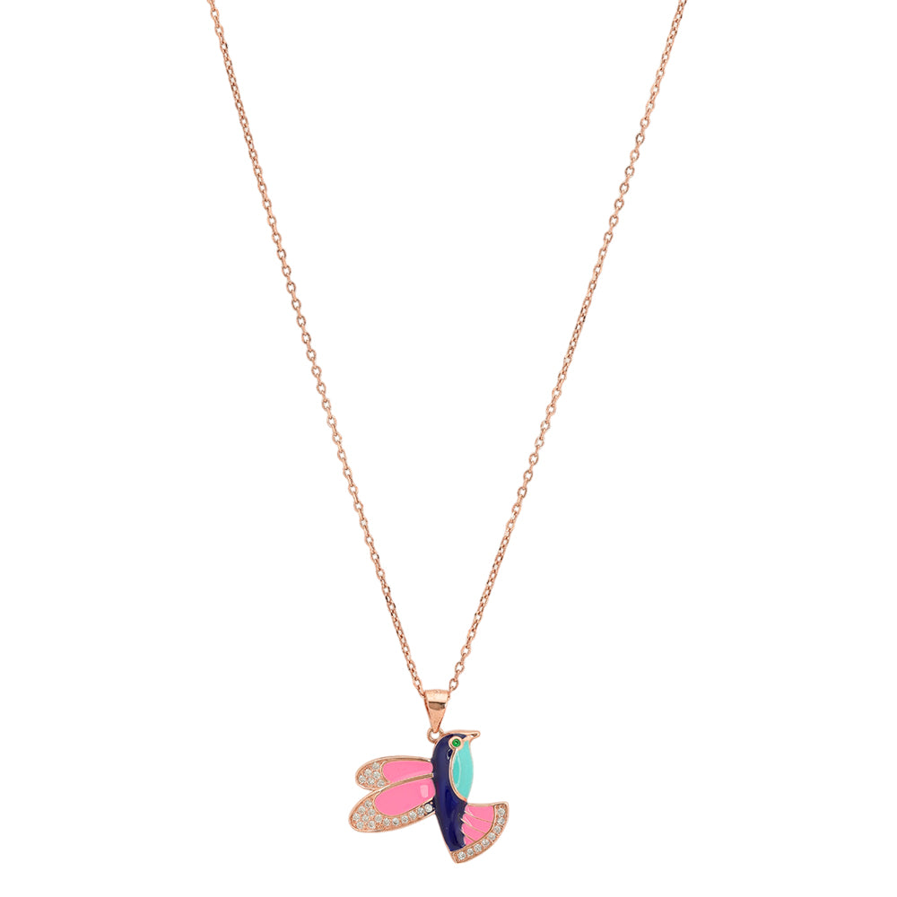 925 Sterling Silver Rainbow Wings Chain Pendant For Women