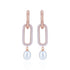 925 Sterling Silver Rectangular Link Pearl Earring for Women